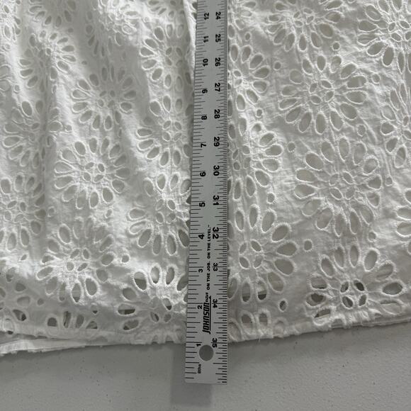 Lilly Pulitzer Kay Dress Womens 12 White Floral Eyelet Babydoll Mini Cottagecore - Picture 13 of 15